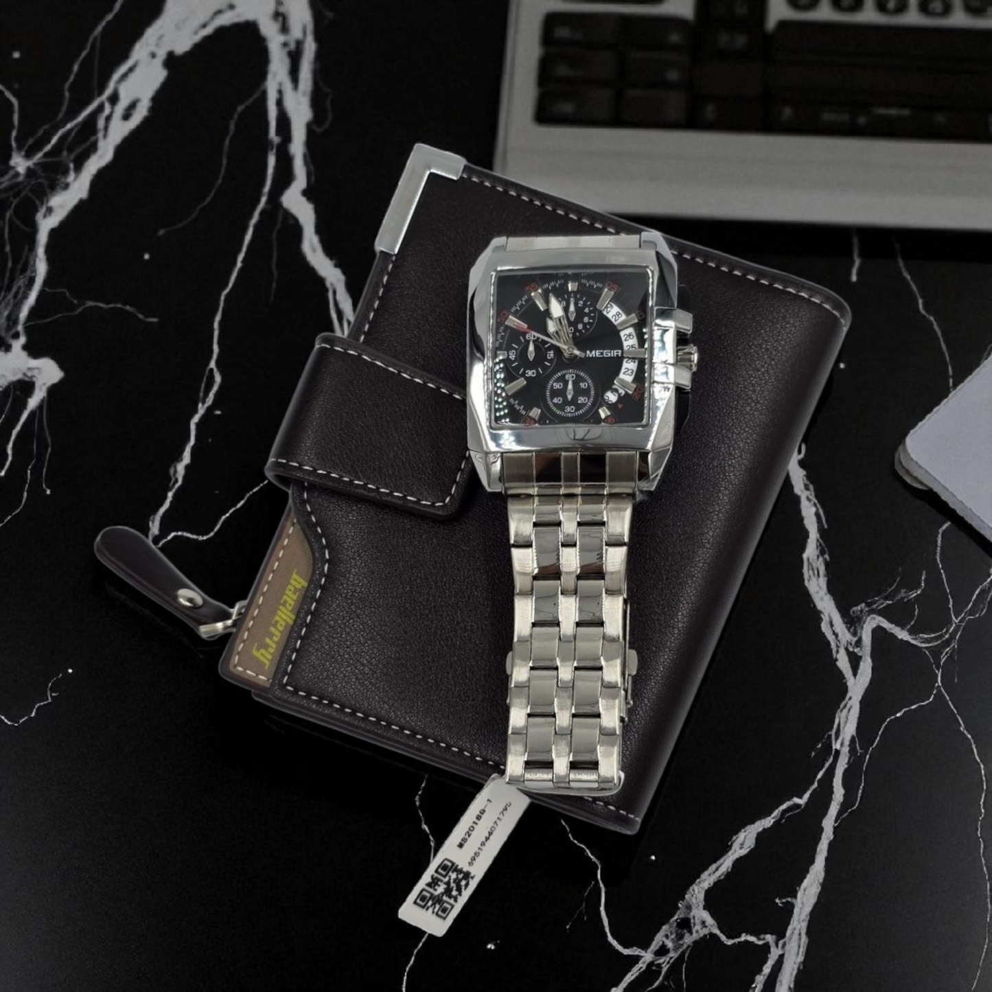 MEGIR Premium Chronograph Watch + Baellerry Leather Wallet – Luxury Gift Combo for Men